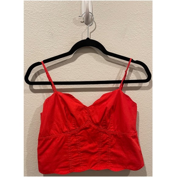 MAEVE Red Bo Scalloped Buttons Back Top - Picture 2 of 4